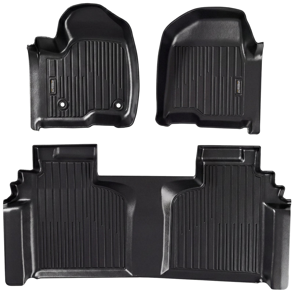 Umbrauto Floor Mats for Chevy Silverado/GMC Sierra Crew Cab 1500 (2019–2026), 2500/3500HD (2020–2026), All Weather TPE Custom Truck Floor Liners Fit Carpet Floor, with Rear Under-Seat Storage