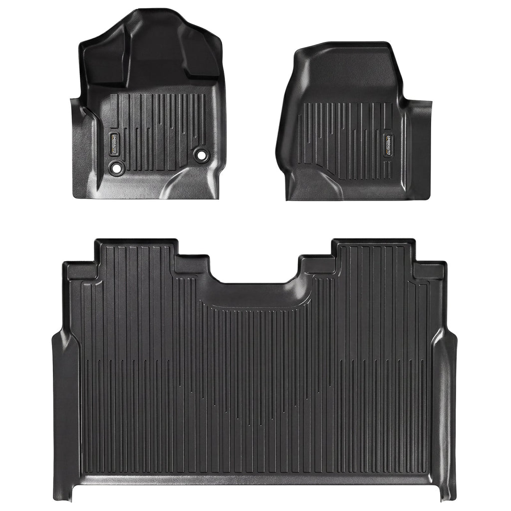 Umbrauto All Weather Floor Mats for Ford F150 SuperCrew 2015-2025 2026 & Lightning 2022-2026, Custom Fit TPE Truck Floor Liners, Waterproof Heavy Duty Full Coverage, Rear w/o Fold Flat Storage