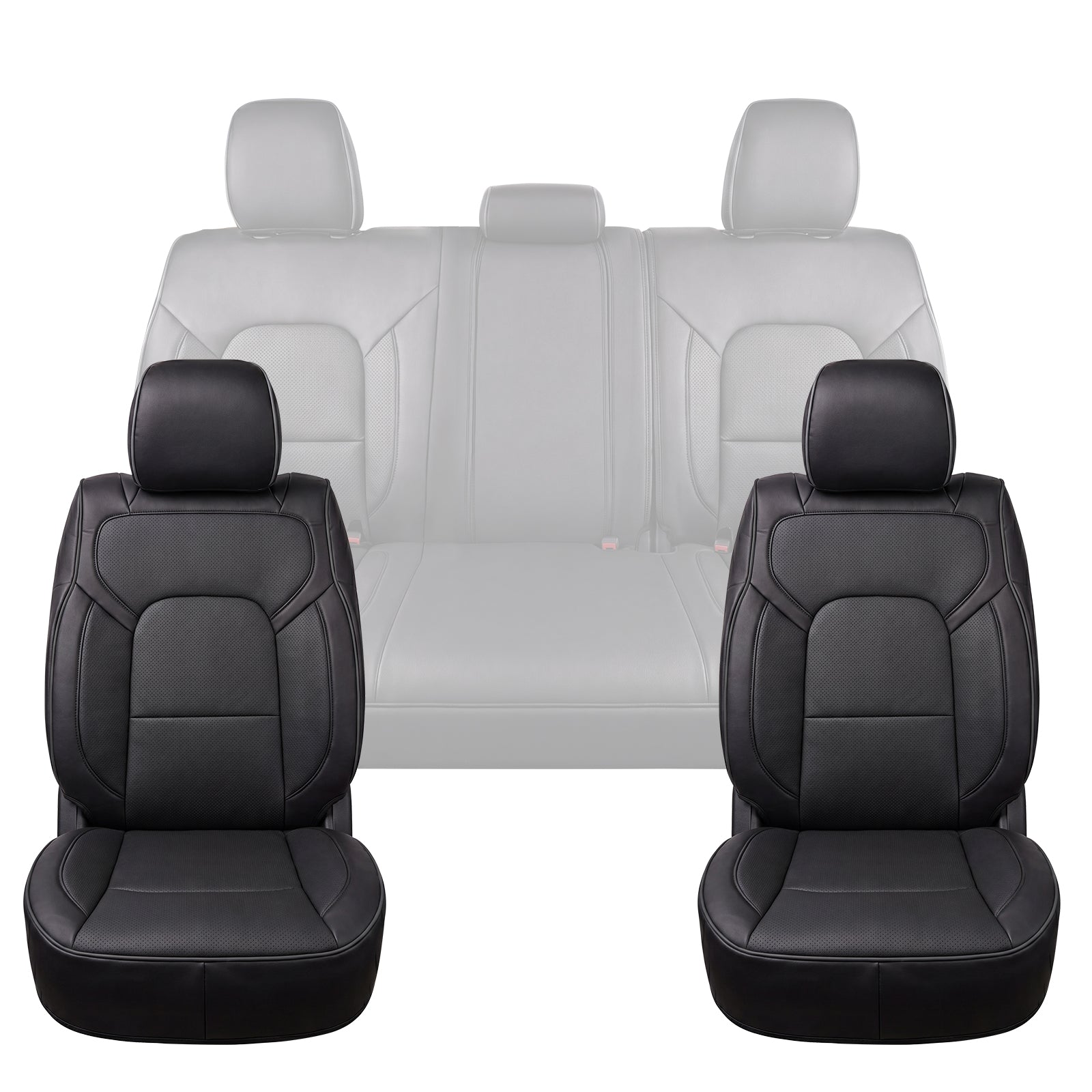 Umbrauto Custom Seat Covers fit for Dodge Ram 1500 2500 3500, Full Coverage Luxury Leather Ram Truck Seat Cover 2009-2025 Compatible with Crew Cab Double Quad Regular (Full Set (Flat Rear))