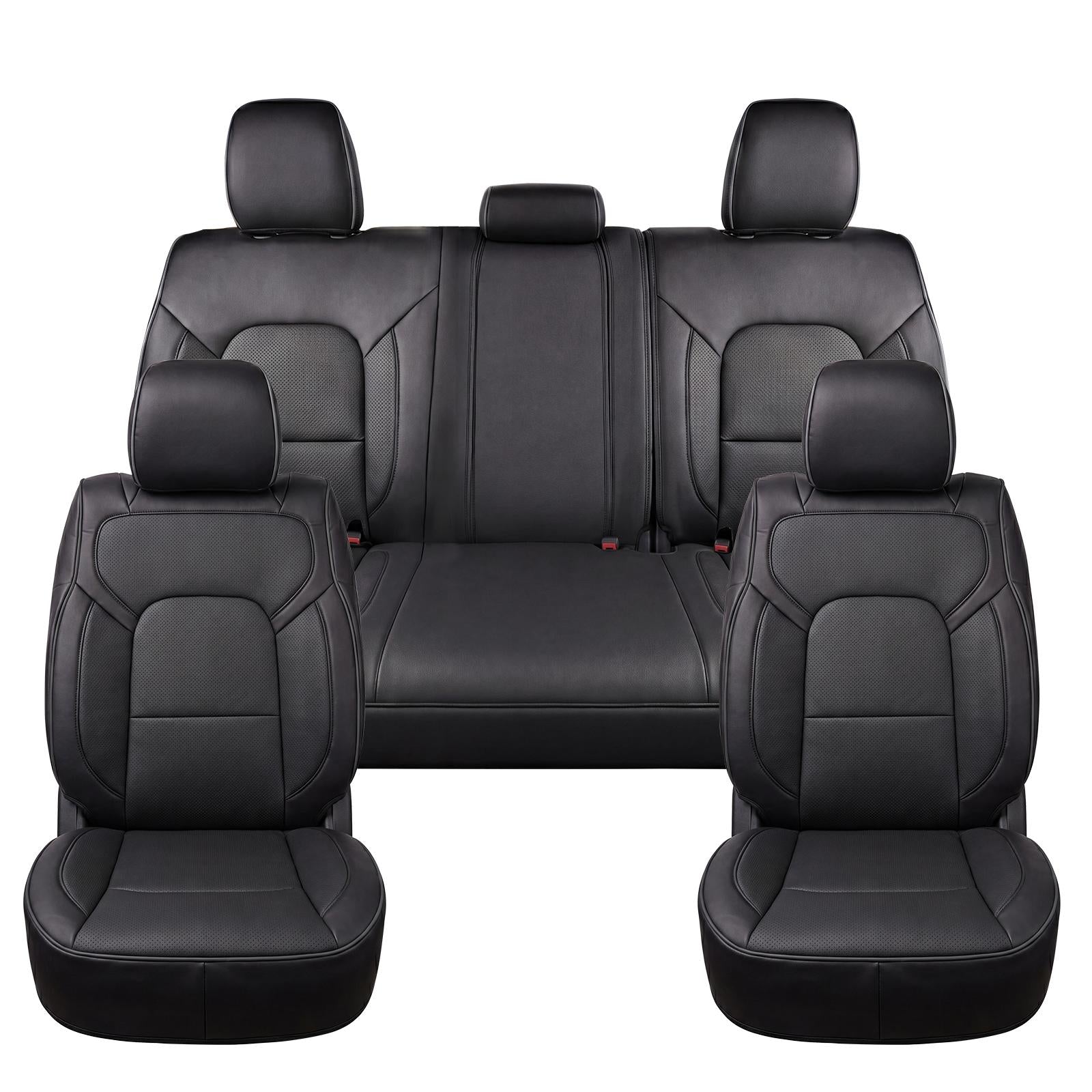 Umbrauto Custom Seat Covers fit for Dodge Ram 1500 2500 3500, Full Coverage Luxury Leather Ram Truck Seat Cover 2009-2025 Compatible with Crew Cab Double Quad Regular (Full Set (Flat Rear))