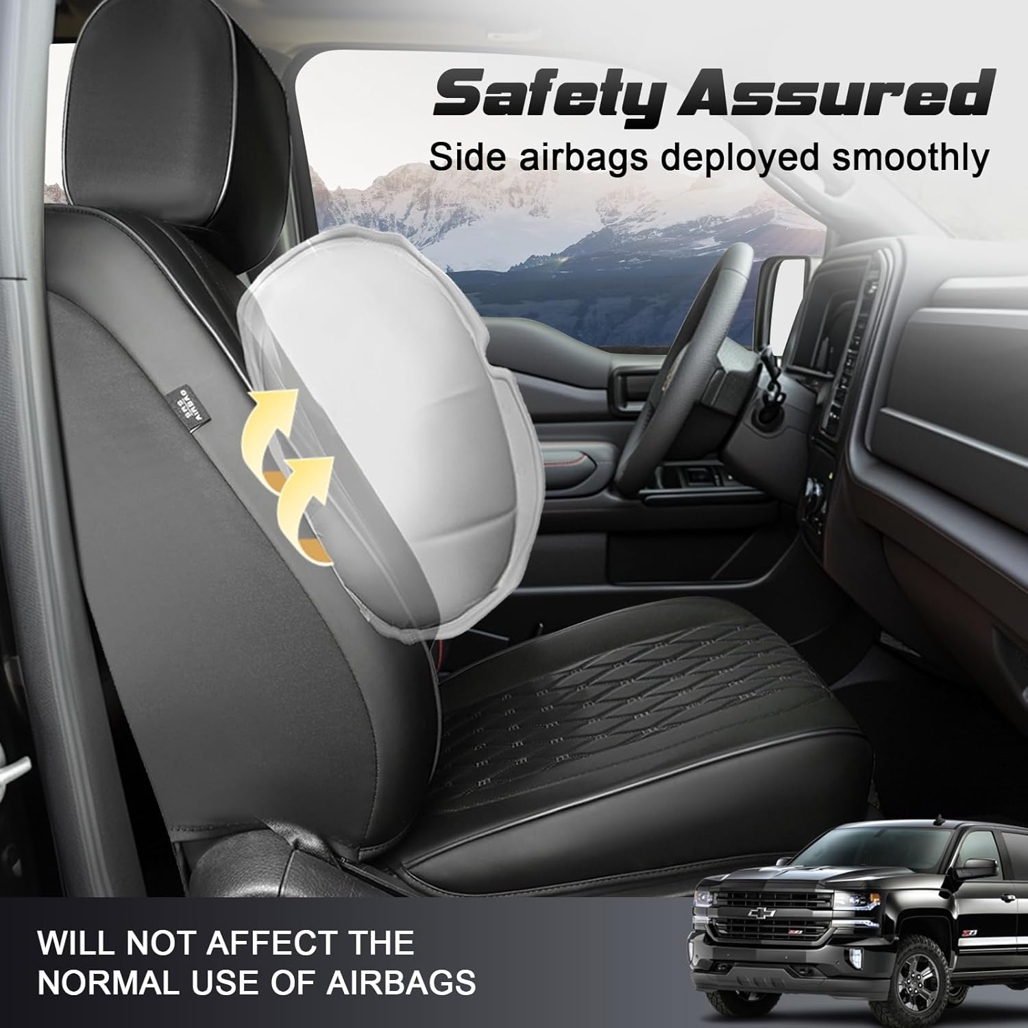 Umbrauto Truck Seat Covers for Silverado/Sierra,Black