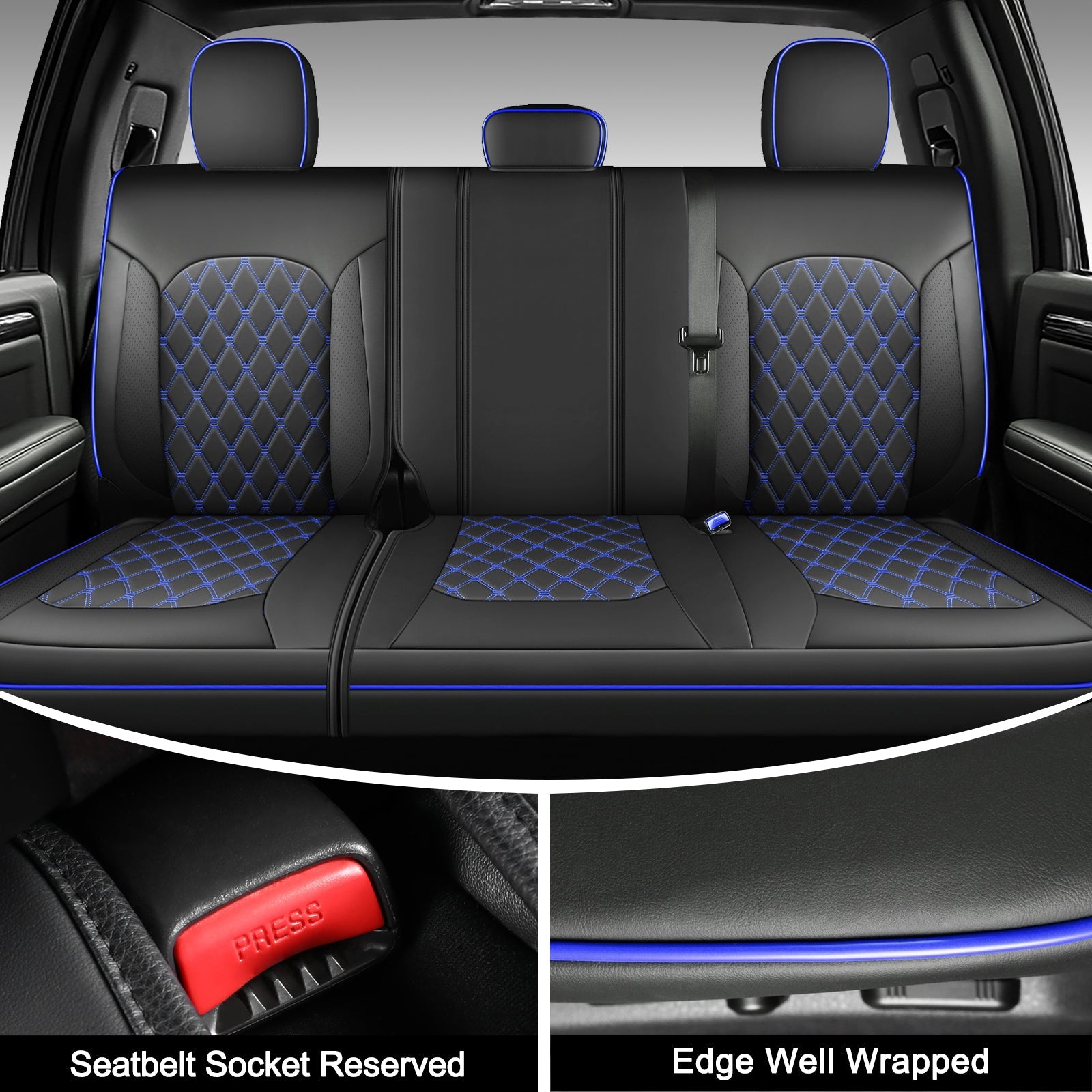 Umbrauto Truck Seat Cover Fit for Silverado and Sierra,Blue