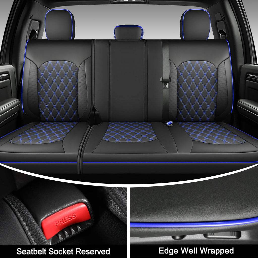 Umbrauto Custom Fit Seat Covers for Ford F150, Pickup Truck Nappa Leather Seatcovers for 2015-2025 Ford F150 SuperCrew/ 2017-2025 F250 F350 F450 Super Duty Crew Cab XL XLT Lariat King Ranch Platinum,Blue