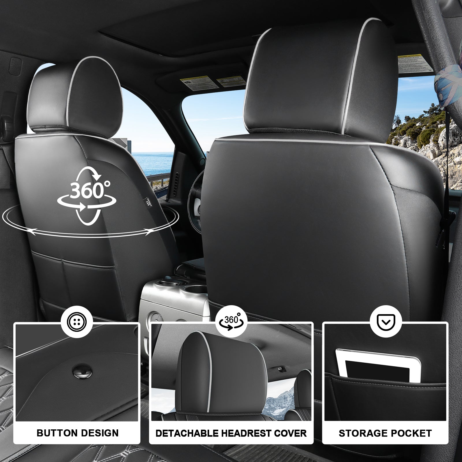 Umbrauto Truck Seat Cover for Ford-150 Series,Grey