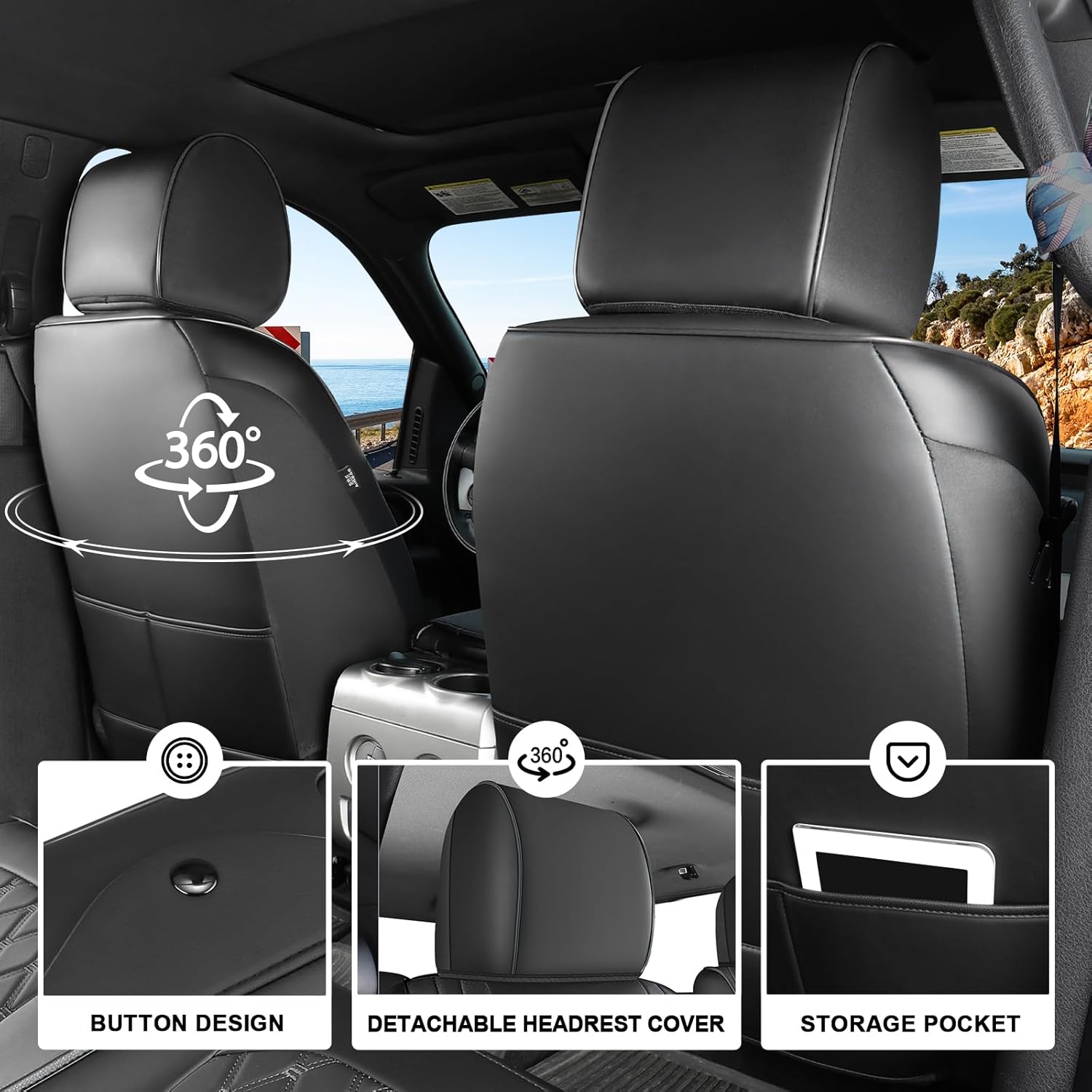 Umbrauto Truck Seat Covers for Silverado/Sierra,Black
