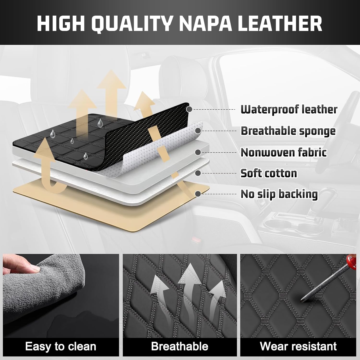 Umbrauto Truck Seat Covers for Silverado/Sierra,Black