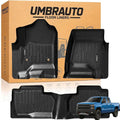 Umbrauto Custom Fit Floor Mats for Chevy Silverado/GMC Sierra Double Cab 1500 2014-2018, 2500HD/3500HD 2015-2019, All Weather TPE Truck Floor Liners for Carpet Floor, Front&Rear Row, Footwell Coverage
