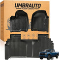 Umbrauto Floor Mats for Chevy Silverado/GMC Sierra Crew Cab 1500 (2019–2026), 2500/3500HD (2020–2026), All Weather TPE Custom Truck Floor Liners Fit Carpet Floor, with Rear Under-Seat Storage
