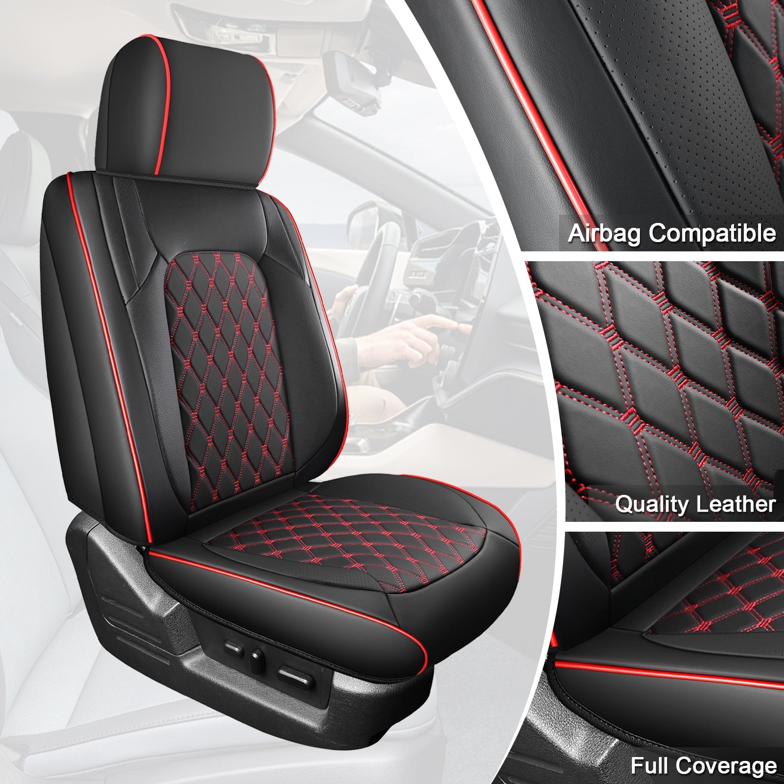 Umbrauto Truck Seat Cover Fit for  Silverado/Sierra,Red