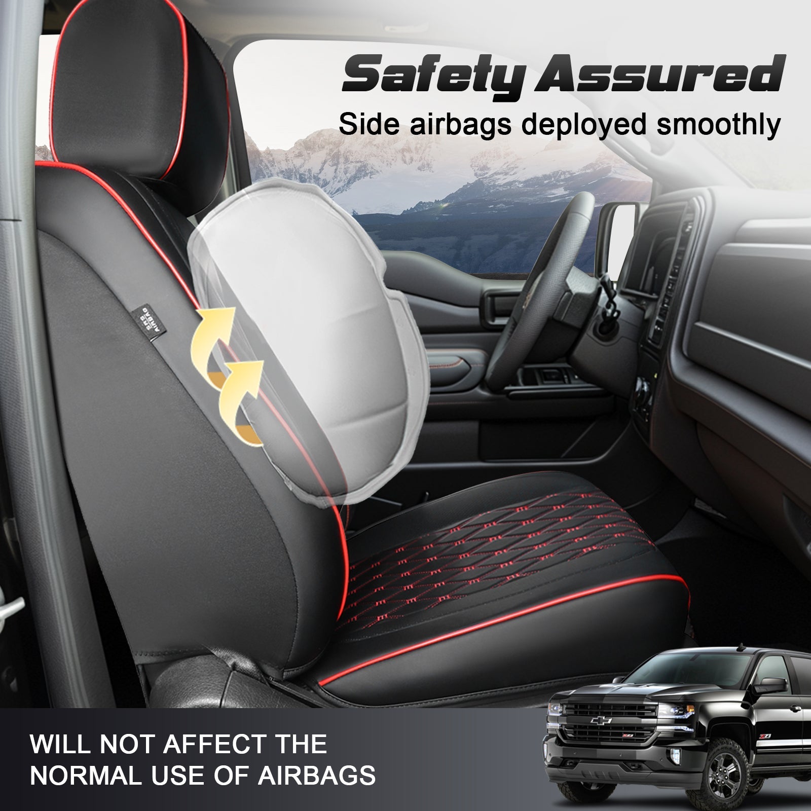 Umbrauto Truck Seat Cover Fit for  Silverado/Sierra,Red