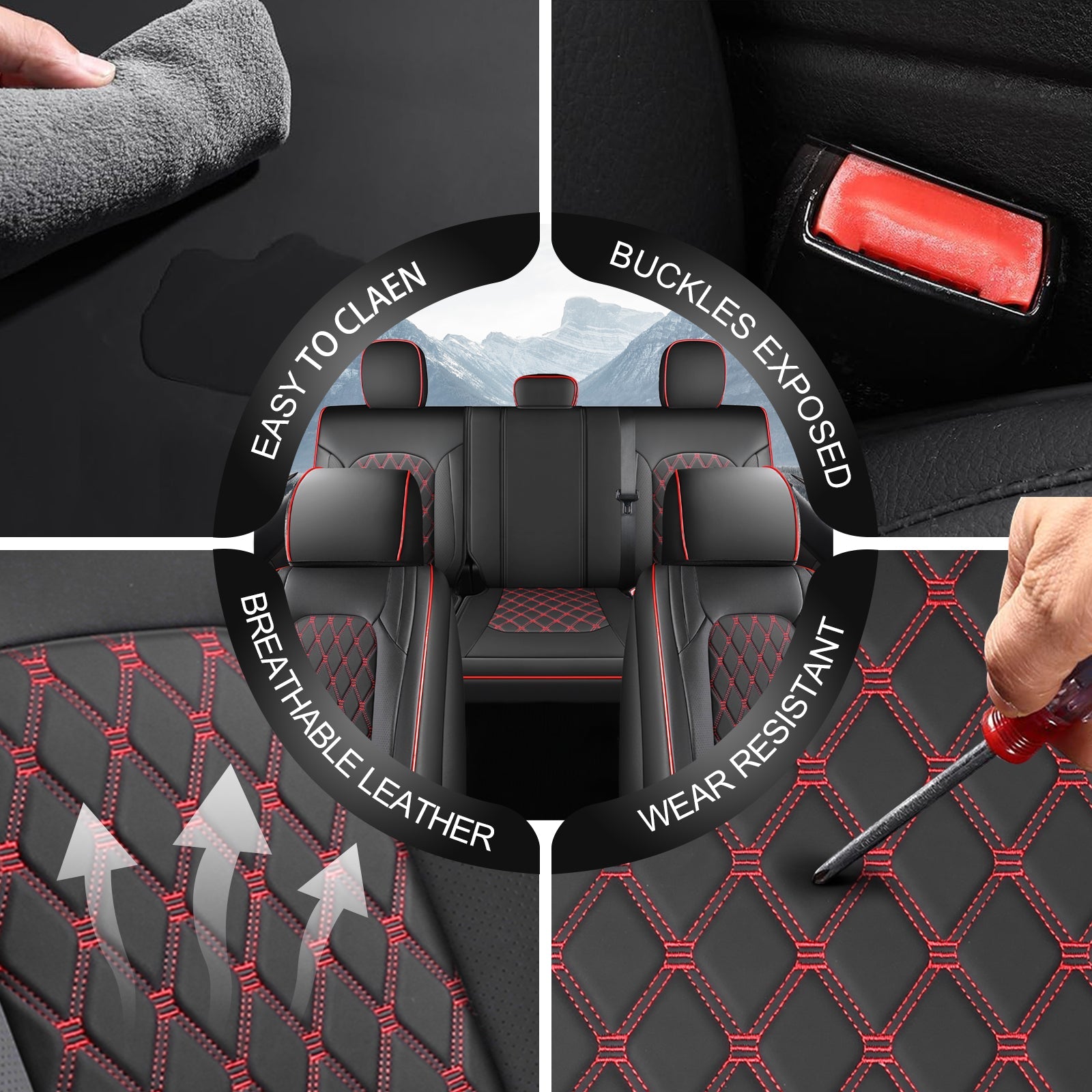 Umbrauto Truck Seat Cover Fit for  Silverado/Sierra,Red