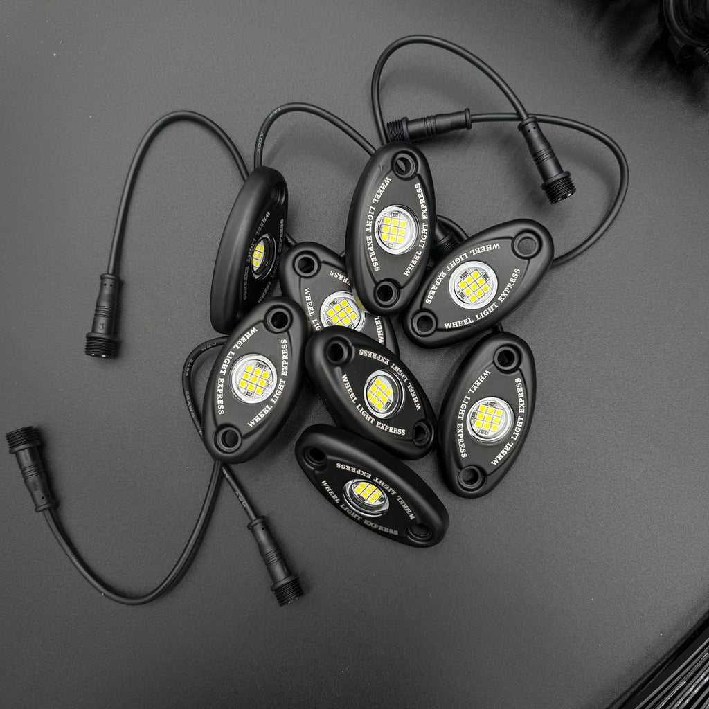 8 Piece White Rock Light Kit