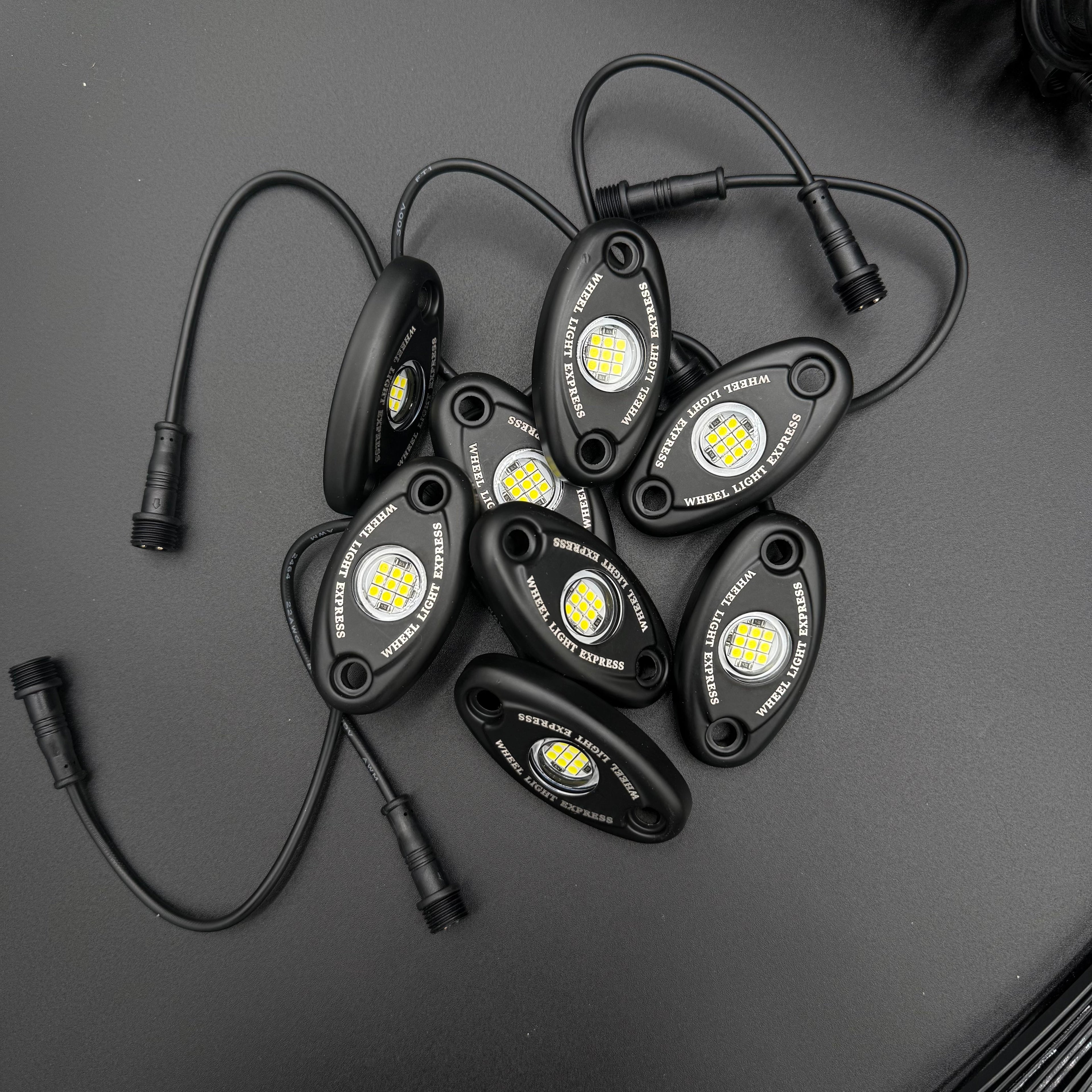 8 Piece White Rock Light Kit