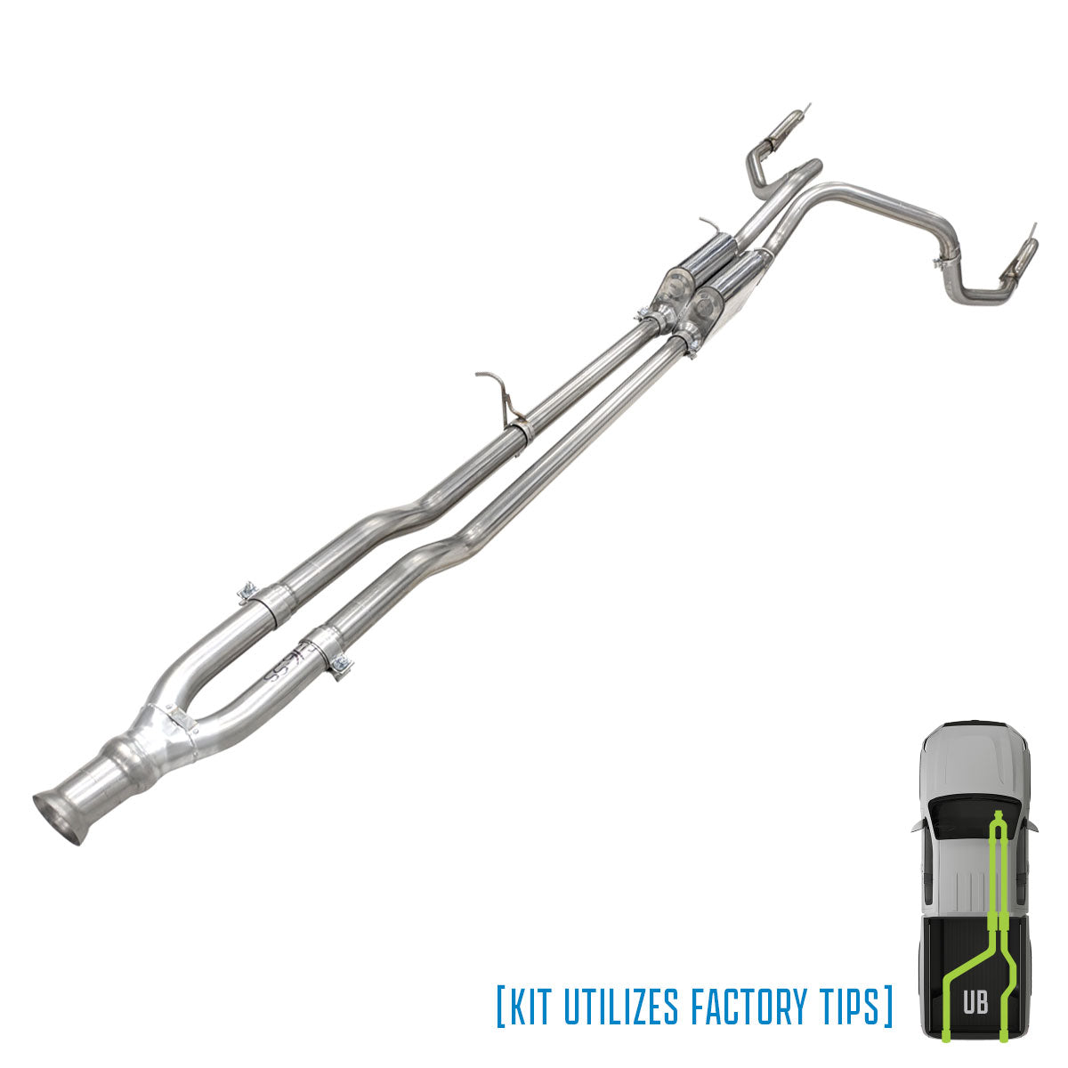 GMC/Chevy, IN bumper, 2019-2026, Stainless - MPI Exhaust Cat-Back Dual Exhaust Kits