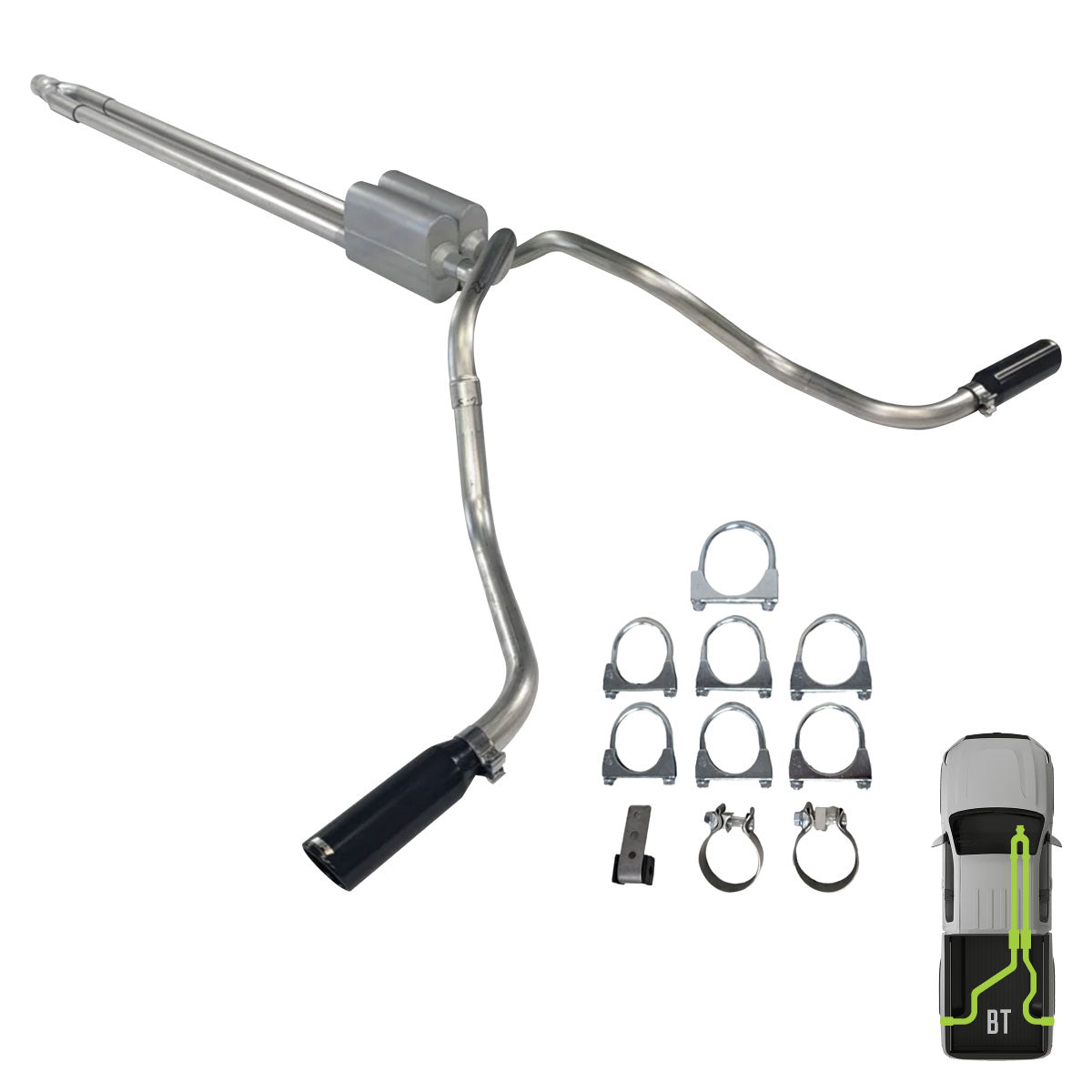GMC/Chevy, 2007-2013, 5.3L, Clamp/On - Truck Cat-Back Dual Exhaust Kits