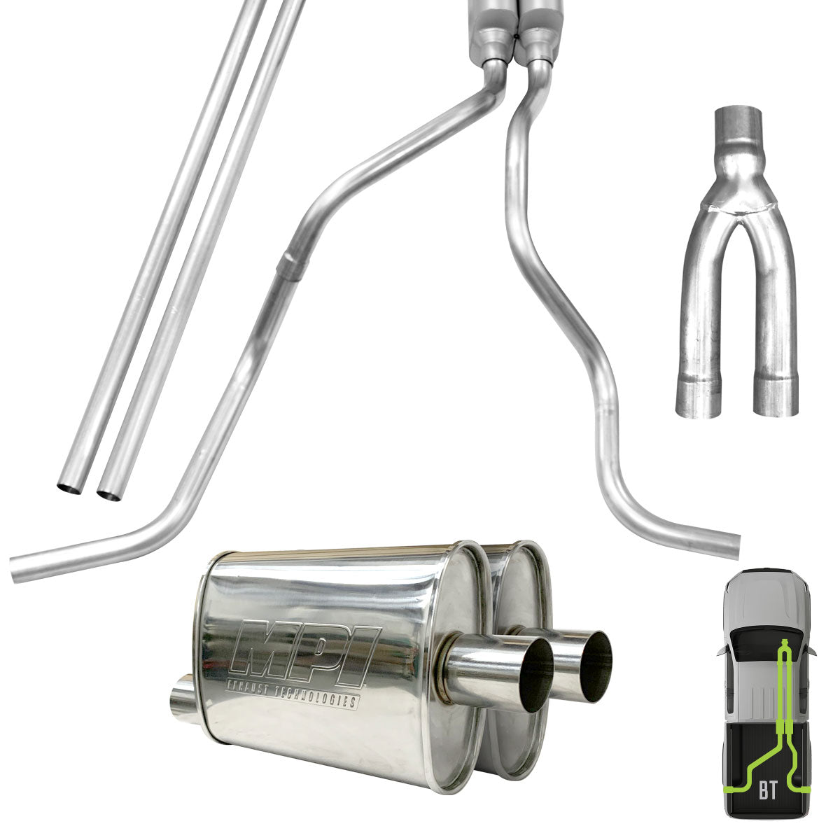 GMC/Chevy, 2014-2018, 5.3L, Stainless - MPI Exhaust Cat-Back Dual Exhaust Kits