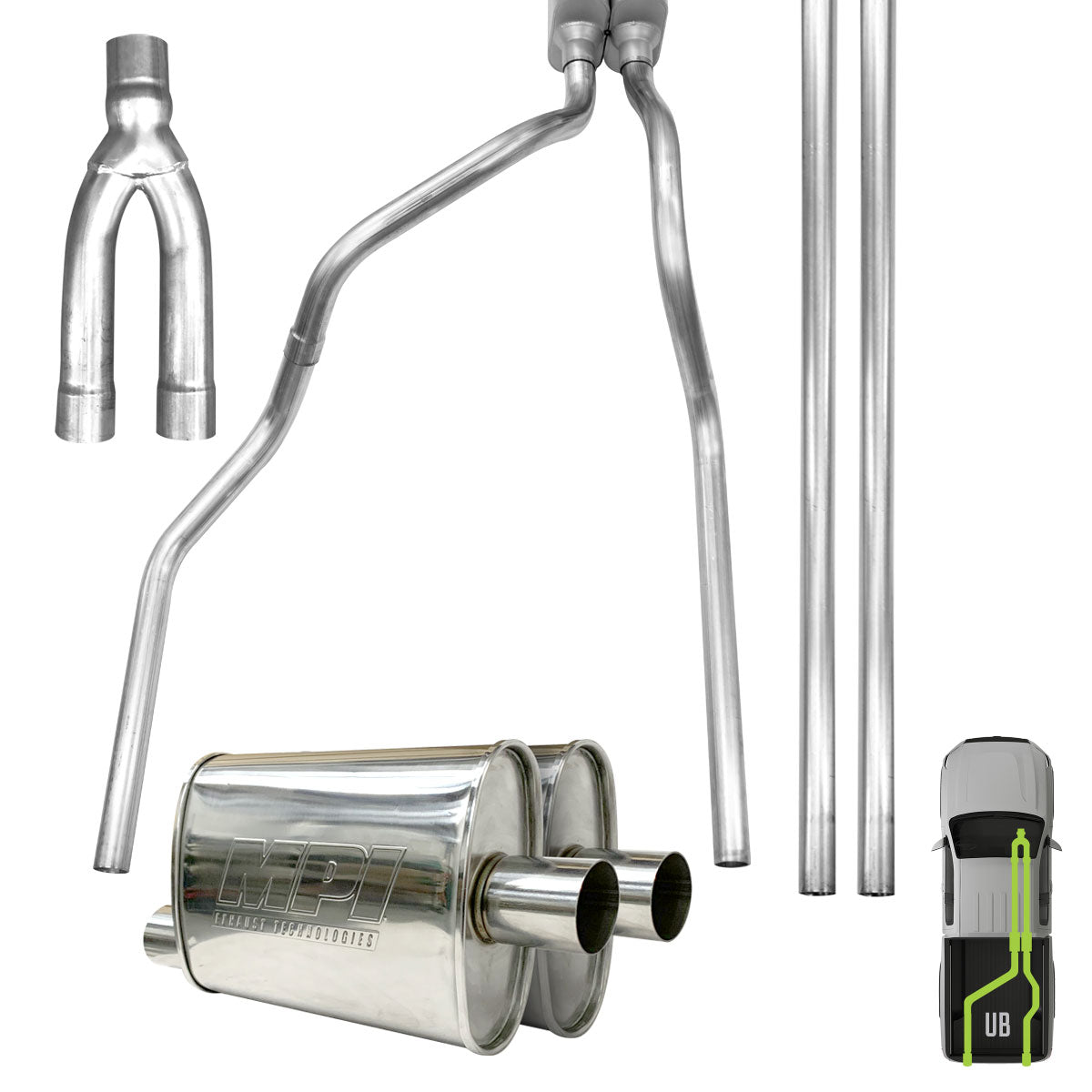 GMC/Chevy, 2007-2013, 5.3L, Stainless - MPI Exhaust Cat-Back Dual Exhaust Kits