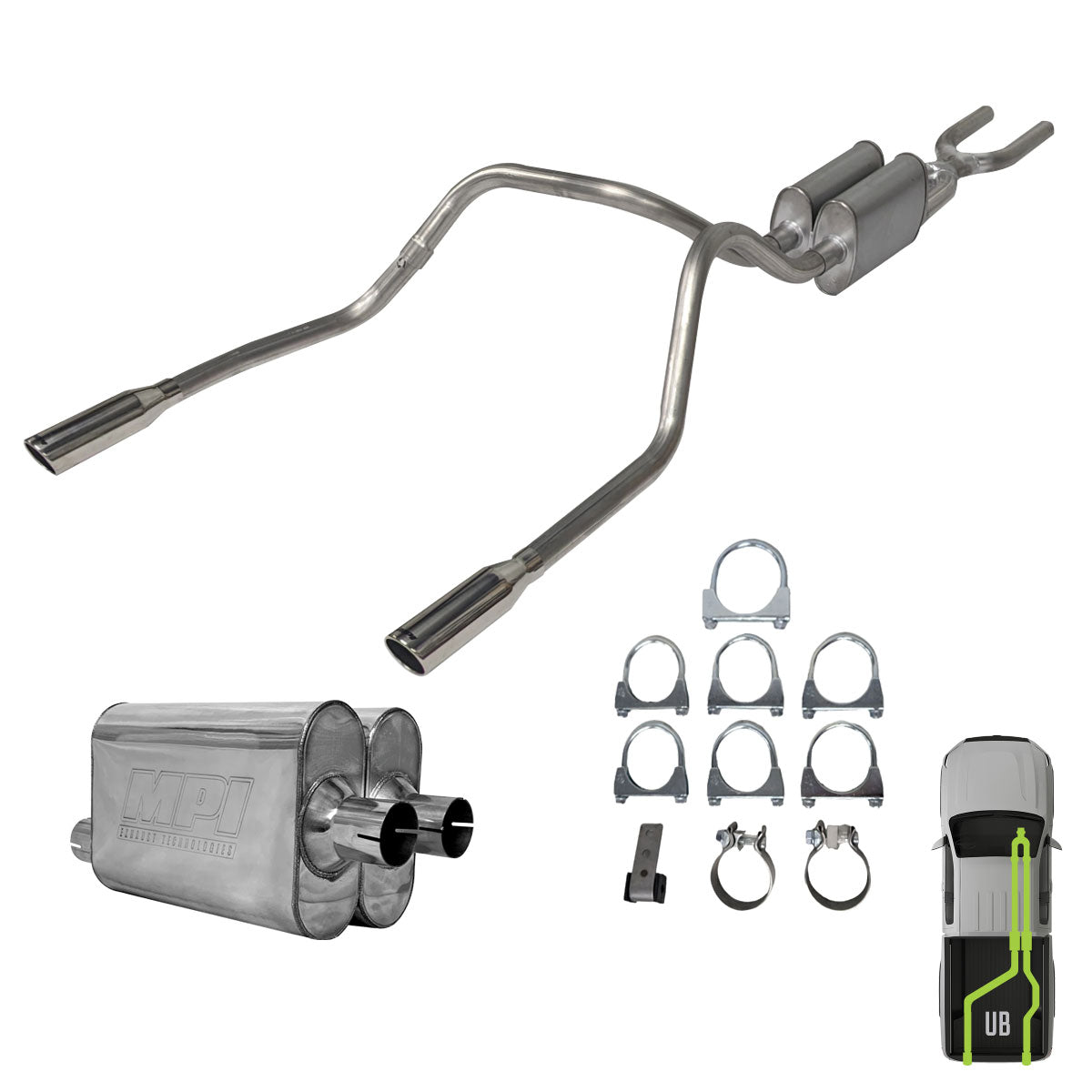 Toyota Tundra, 2014-2021,  5.7L - Stainless - MPI Exhaust Cat-Back Dual Exhaust Kits