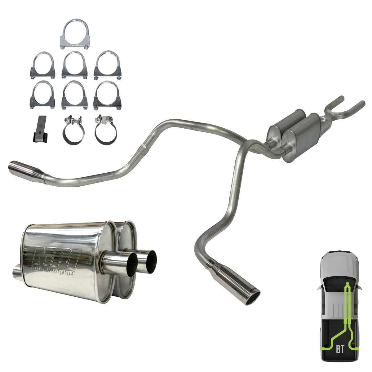 Toyota Tundra, 2014-2021,  5.7L - Stainless - MPI Exhaust Cat-Back Dual Exhaust Kits