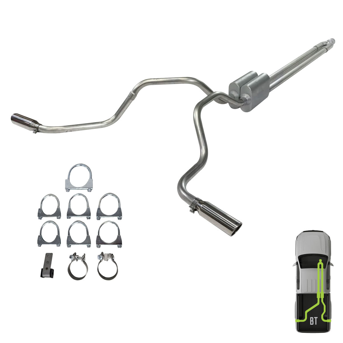 GMC/Chevy, 2014-2018, 6.2L -Clamp-on - MPI Exhaust Cat-Back Dual Exhaust Kits